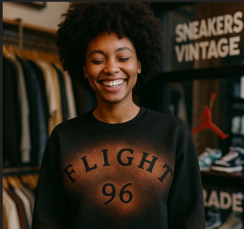 Flight96, Bleached Black Cewneck